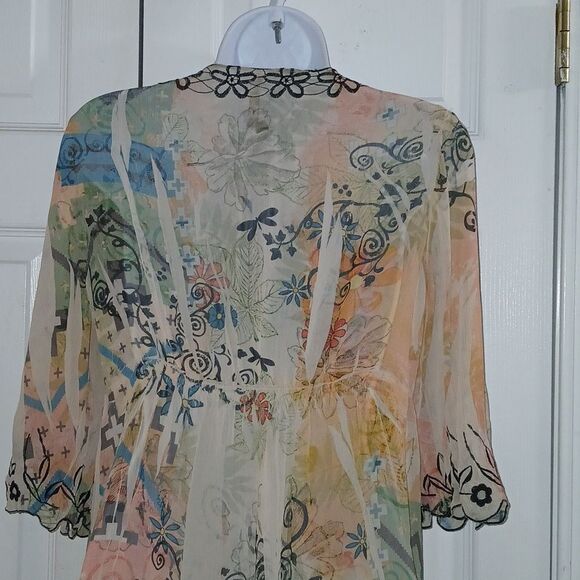 Mushka By SIenna Rose Inc sheer floral print blouse Sz M NWOT - Picture 6 of 7